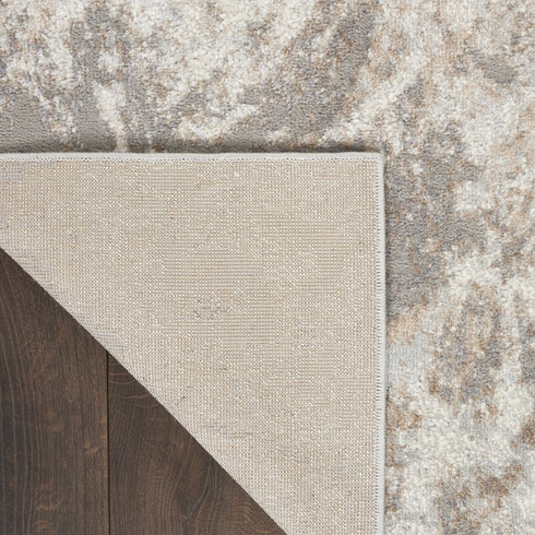 8' Ivory and Gray Abstract Non Skid Runner Rug