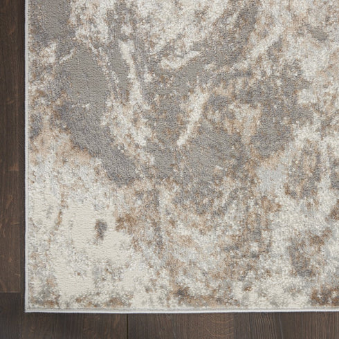 8' Ivory and Gray Abstract Non Skid Runner Rug