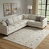 8' X 10' Cream Black And Yellow Floral Distressed Area Rug