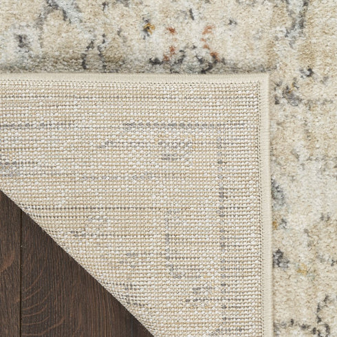 8' X 10' Cream Black And Yellow Floral Distressed Area Rug