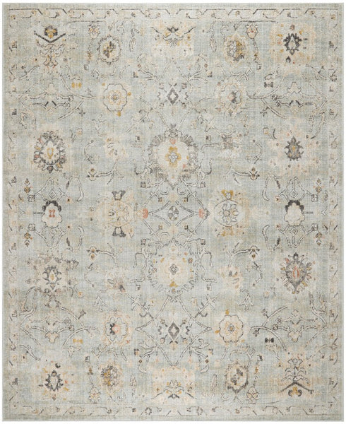 8' X 10' Green Floral Distressed Area Rug
