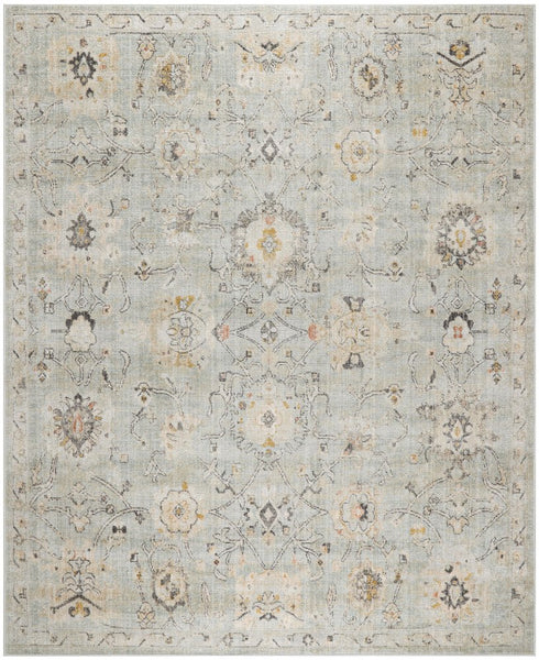8' X 10' Green Floral Distressed Area Rug