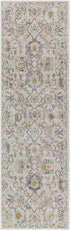 8' Gray Ivory And Yellow Floral Distressed Runner Rug