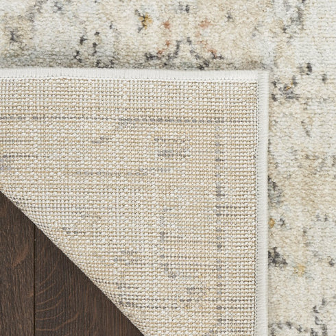 8' Gray Ivory And Yellow Floral Distressed Runner Rug