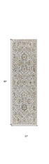 8' Gray Ivory And Yellow Floral Distressed Runner Rug