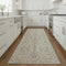 8' Light Gray Black And Yellow Floral Distressed Runner Rug