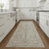 8' Light Gray Black And Yellow Floral Distressed Runner Rug