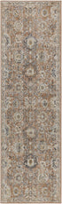 8' Rust Green And Black Floral Distressed Runner Rug