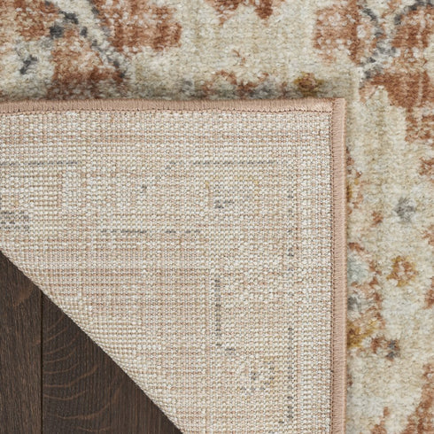 8' Rust Green And Black Floral Distressed Runner Rug