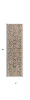 8' Rust Green And Black Floral Distressed Runner Rug