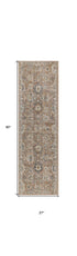 8' Rust Green And Black Floral Distressed Runner Rug