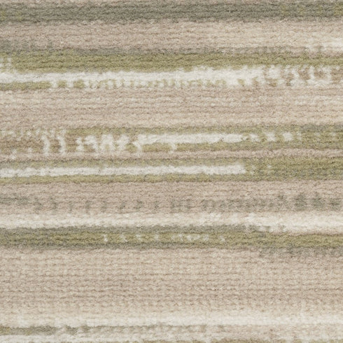 7' Ivory Green and Gray Striped Runner Rug