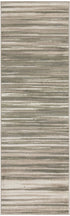 7' Ivory Green and Gray Striped Runner Rug