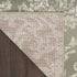 7' Olive Green and Ivory Damask Distressed Runner Rug