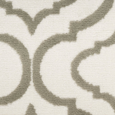 7' Ivory and Green Trellis Runner Rug