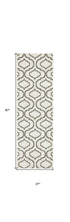 7' Ivory and Green Trellis Runner Rug