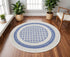 8' X 12' Ivory and Blue Geometric Distressed Non Skid Area Rug