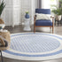 8' X 12' Ivory and Blue Geometric Distressed Non Skid Area Rug