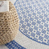 8' X 12' Ivory and Blue Geometric Distressed Non Skid Area Rug