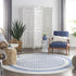 8' X 12' Ivory and Blue Geometric Distressed Non Skid Area Rug