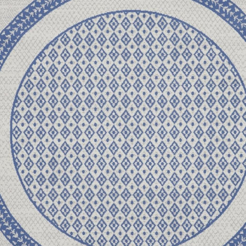 8' X 12' Ivory and Blue Geometric Distressed Non Skid Area Rug