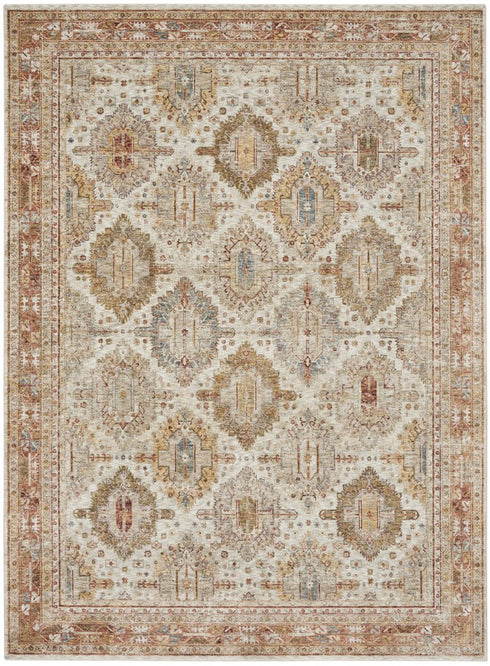 9' X 13' Beige Geometric Distressed Area Rug