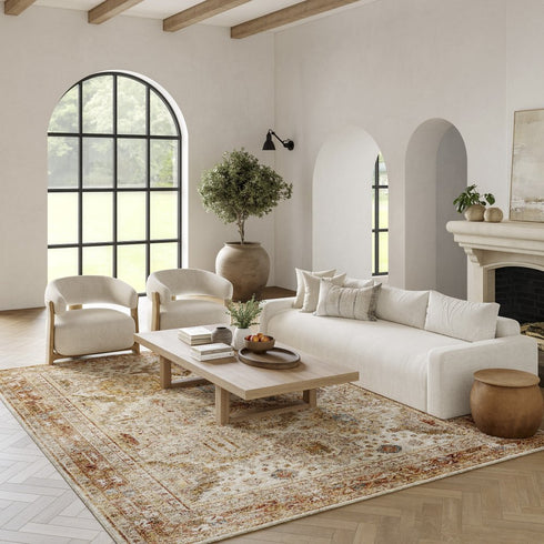 9' X 13' Beige Geometric Distressed Area Rug