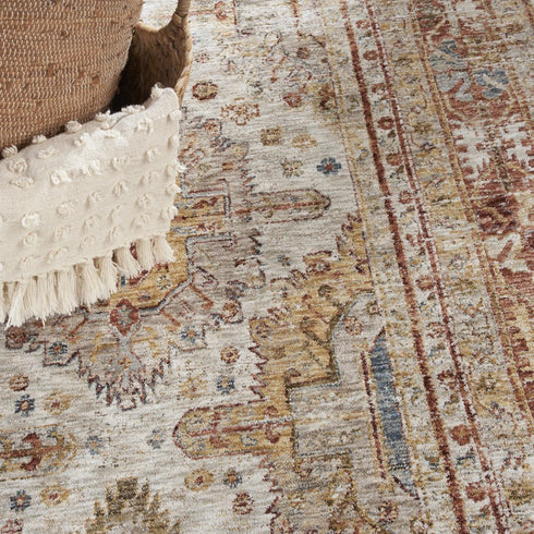 9' X 13' Beige Geometric Distressed Area Rug