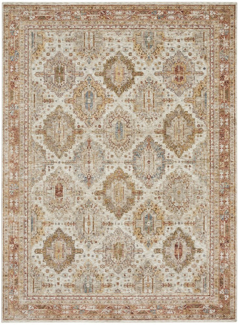 9' X 13' Beige Geometric Distressed Area Rug