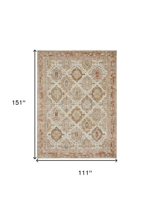 9' X 13' Beige Geometric Distressed Area Rug