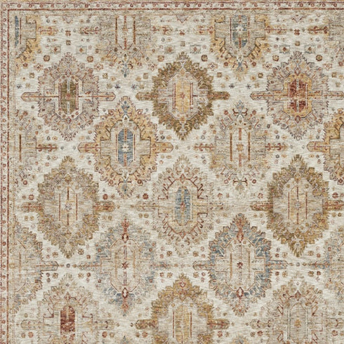 9' X 13' Beige Geometric Distressed Area Rug