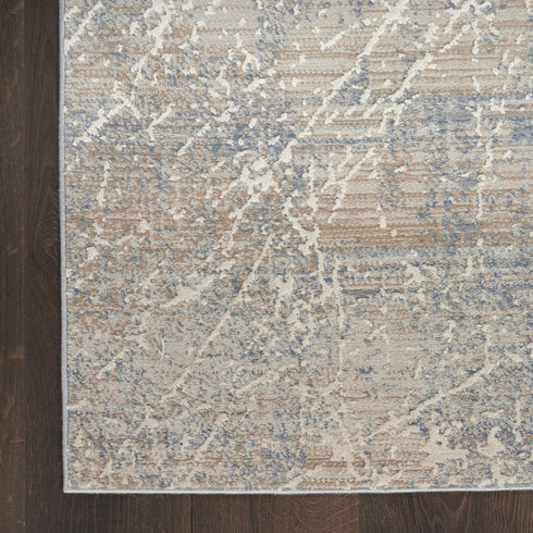 8' X 10' Beige Blue And Brown Abstract Area Rug