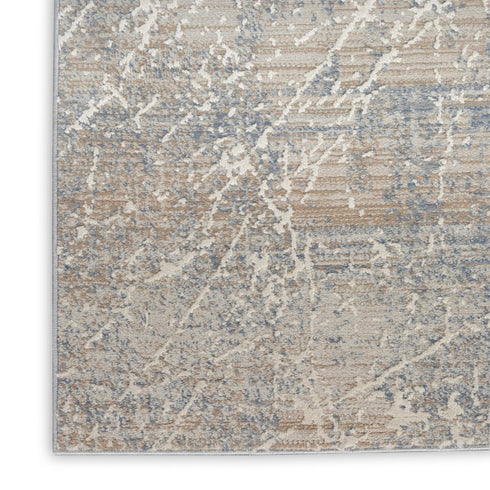 8' X 10' Beige Blue And Brown Abstract Area Rug