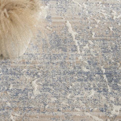 8' X 10' Beige Blue And Brown Abstract Area Rug