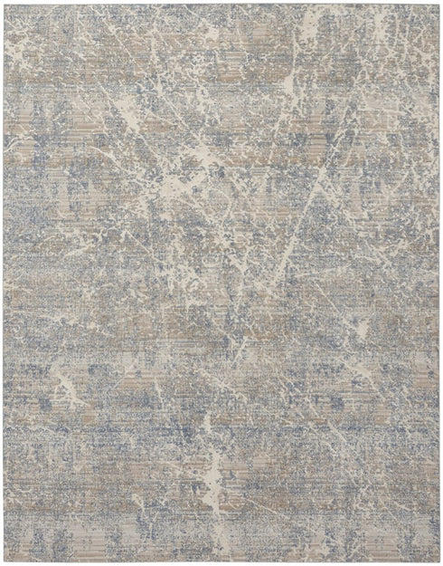 8' X 10' Beige Blue And Brown Abstract Area Rug