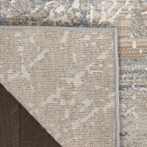 8' X 10' Beige Blue And Brown Abstract Area Rug