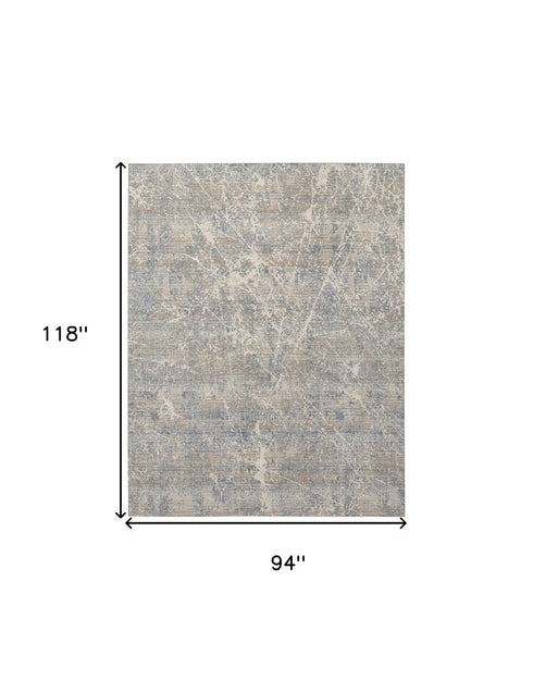 8' X 10' Beige Blue And Brown Abstract Area Rug