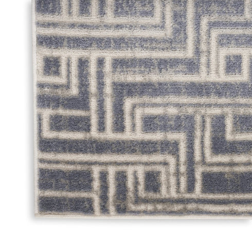 9' X 12' Blue Geometric Distressed Area Rug