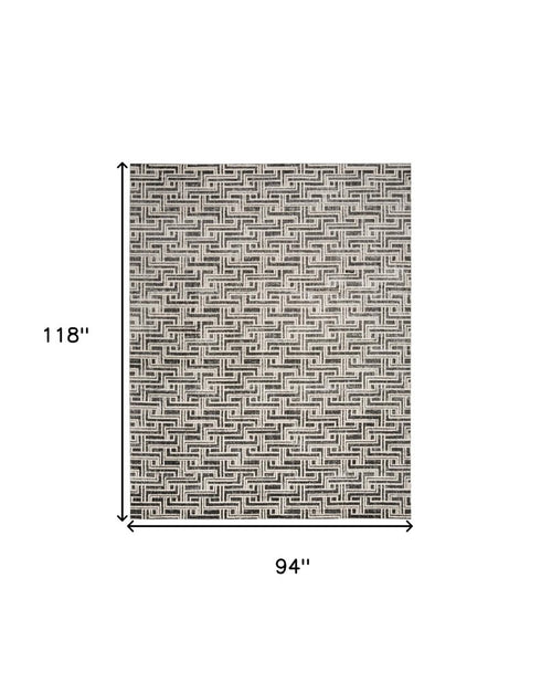 9' X 12' Gray Geometric Distressed Area Rug