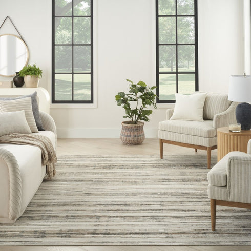 8' X 10' Cream Abstract Distressed Area Rug