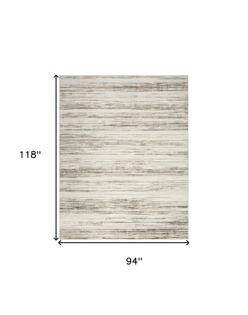 8' X 10' Cream Abstract Distressed Area Rug