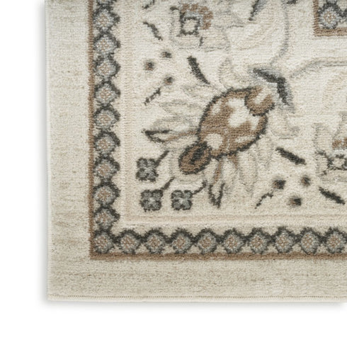 9' X 12' Cream Floral Distressed Area Rug