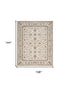 9' X 12' Cream Floral Distressed Area Rug