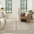 9' X 12' Cream Floral Distressed Area Rug