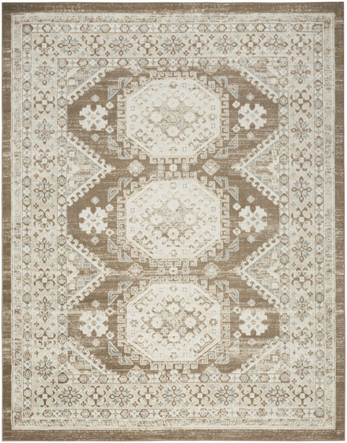 8' X 10' Brown Geometric Distressed Area Rug