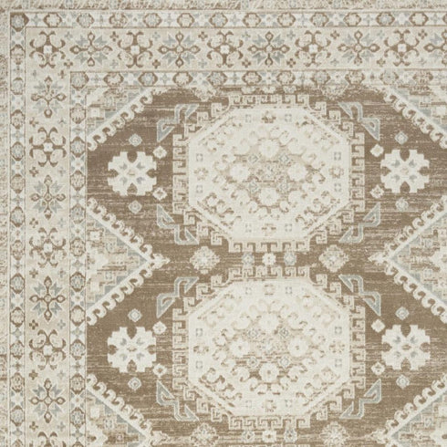 8' X 10' Brown Geometric Distressed Area Rug