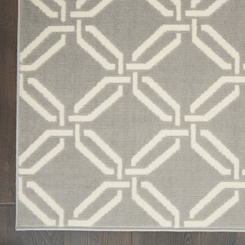 5' X 7' Gray and Ivory Trellis Non Skid Area Rug