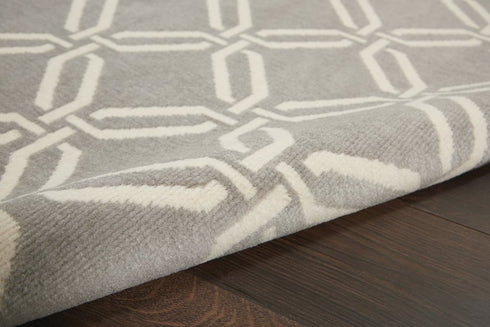 5' X 7' Gray and Ivory Trellis Non Skid Area Rug
