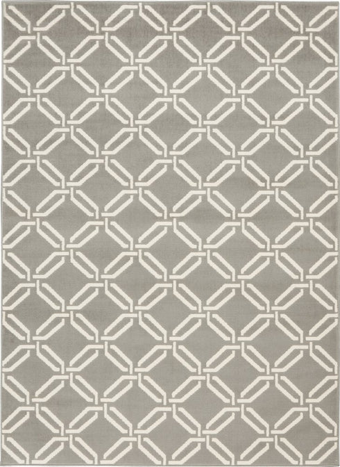 5' X 7' Gray and Ivory Trellis Non Skid Area Rug