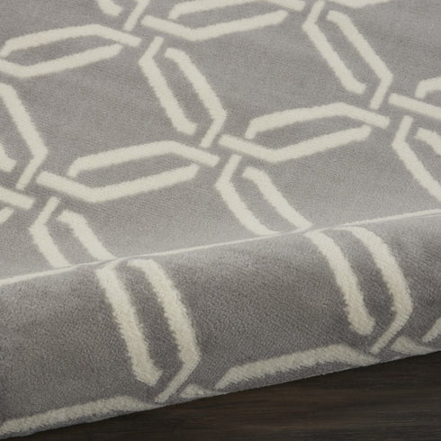 5' X 7' Gray and Ivory Trellis Non Skid Area Rug